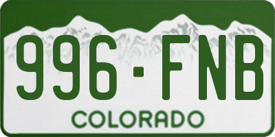 CO license plate 996FNB