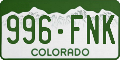 CO license plate 996FNK
