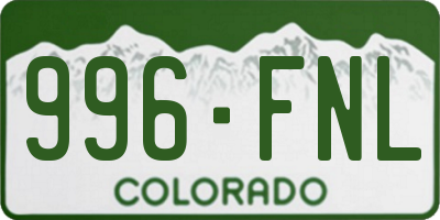 CO license plate 996FNL