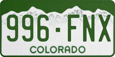 CO license plate 996FNX