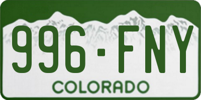 CO license plate 996FNY