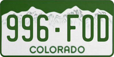 CO license plate 996FOD