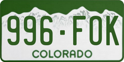 CO license plate 996FOK