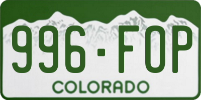 CO license plate 996FOP