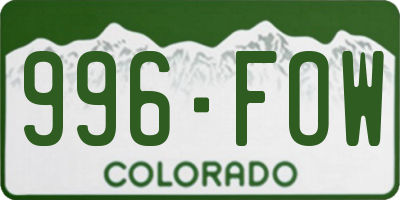 CO license plate 996FOW