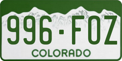 CO license plate 996FOZ