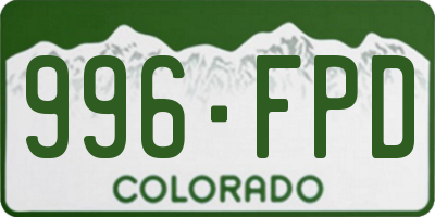 CO license plate 996FPD