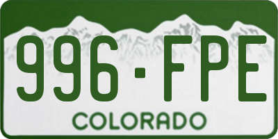 CO license plate 996FPE