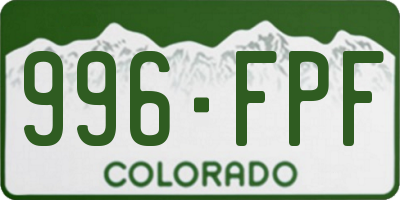 CO license plate 996FPF