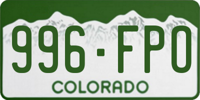 CO license plate 996FPO
