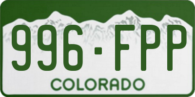 CO license plate 996FPP