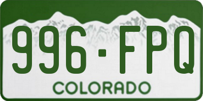 CO license plate 996FPQ