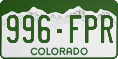 CO license plate 996FPR