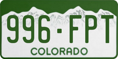 CO license plate 996FPT