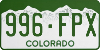 CO license plate 996FPX