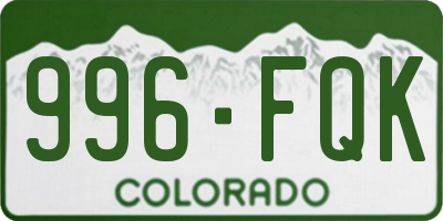 CO license plate 996FQK