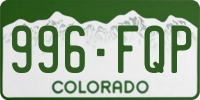 CO license plate 996FQP