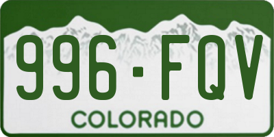 CO license plate 996FQV