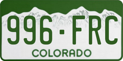 CO license plate 996FRC