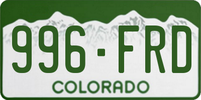 CO license plate 996FRD