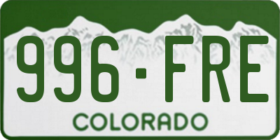 CO license plate 996FRE