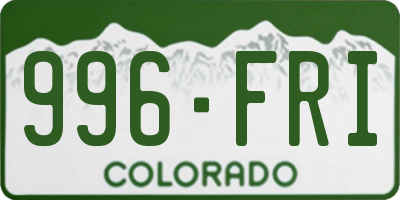 CO license plate 996FRI