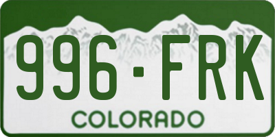 CO license plate 996FRK
