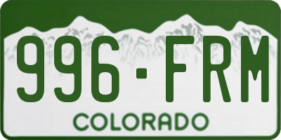 CO license plate 996FRM