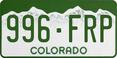 CO license plate 996FRP