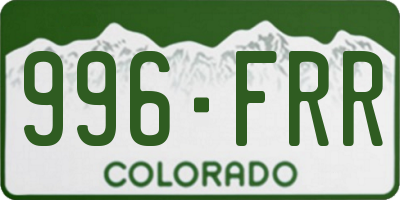 CO license plate 996FRR