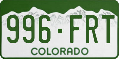 CO license plate 996FRT