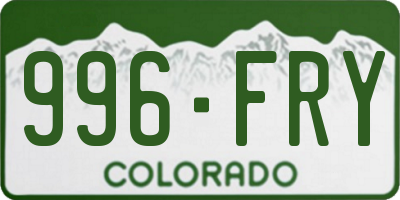 CO license plate 996FRY