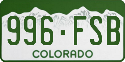 CO license plate 996FSB