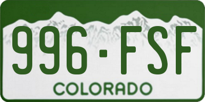 CO license plate 996FSF
