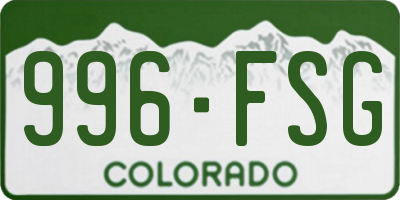 CO license plate 996FSG