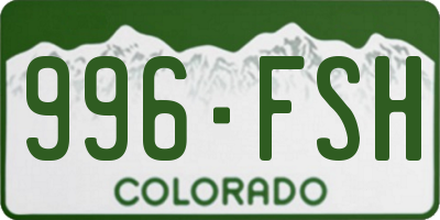 CO license plate 996FSH