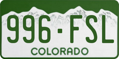 CO license plate 996FSL