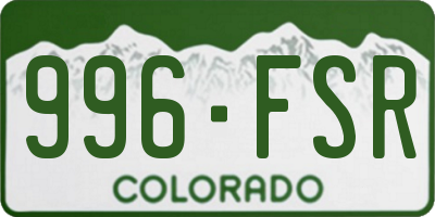 CO license plate 996FSR