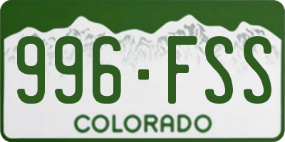 CO license plate 996FSS