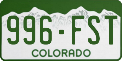 CO license plate 996FST
