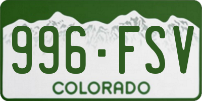 CO license plate 996FSV
