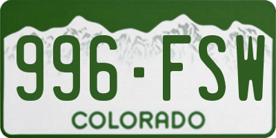 CO license plate 996FSW
