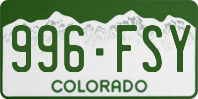 CO license plate 996FSY