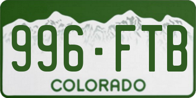 CO license plate 996FTB