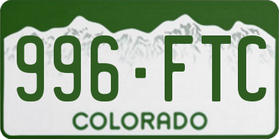 CO license plate 996FTC