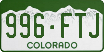 CO license plate 996FTJ