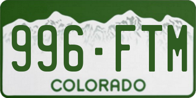 CO license plate 996FTM