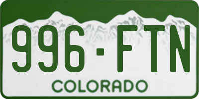 CO license plate 996FTN