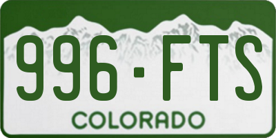CO license plate 996FTS