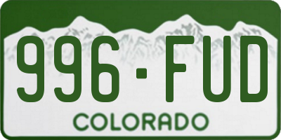 CO license plate 996FUD